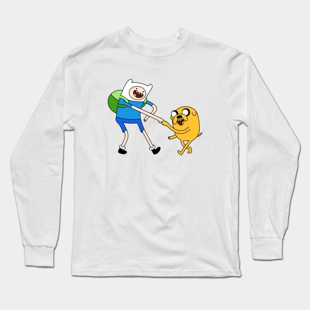 Finn and Jake fist bump Adventure Time Long Sleeve T-Shirt by maxtrology